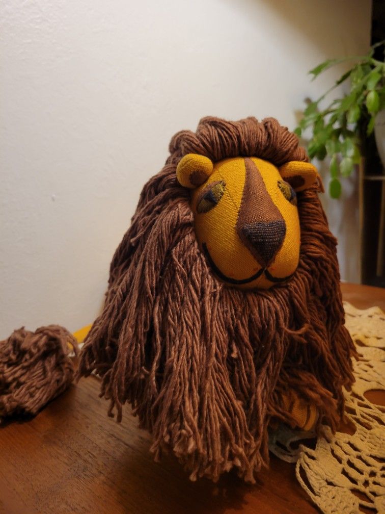 Barbara Sansoni Lion Animal Plush Orange Brown Huge Main Handmade in