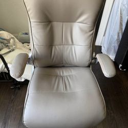 Realspace® Ampresso Big & Tall Bonded Leather High-Back Office Chair, Taupe/Silver, BIFMA Compliant