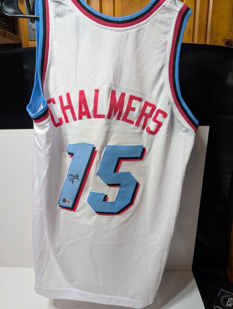 Mario Chalmers Signed Miami Heat Vice White Jersey Beckett Witness Autograph 15