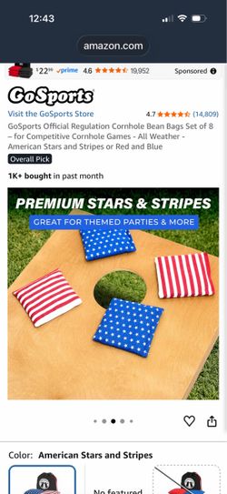 GoSports” Stars & Stripes Official Regulation Bean Bags Set of 8