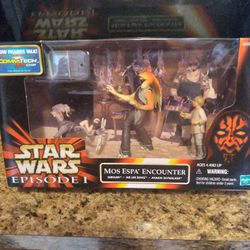 Star Wars Episode 1 Mos Espa Encounter Action Figure 3 Pack Mint In Box 