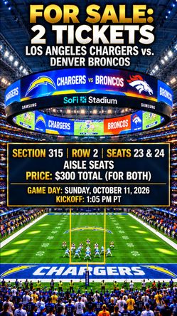 Chargers vs Broncos AISLE seats