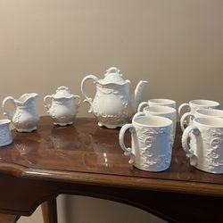 Vintage Napcoware Japanese White Full Ornate tea set