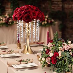 Gold Crystal Chandelier Centerpiece Stand Kit 2pcs