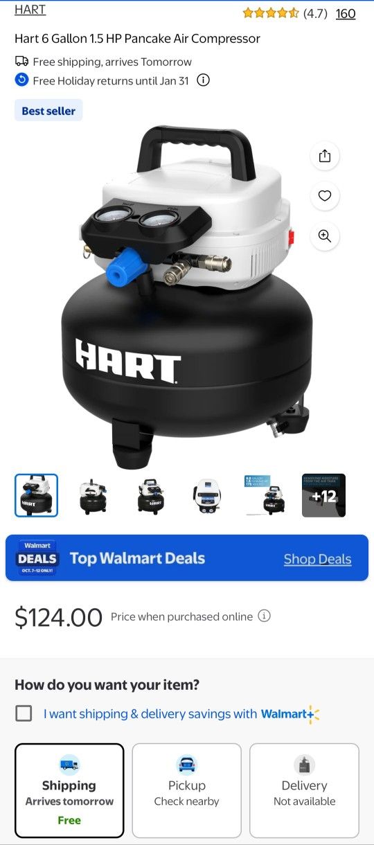Hart 6 Gallon Pancake Air Compressor
