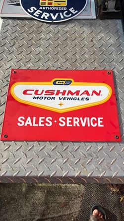 Cushman Motor Vehicles Sales Service Porcelain Sign