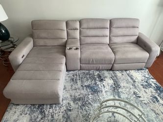 Beige Reclining Sectional Couch