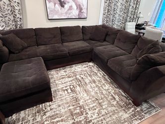 Brown Microfiber Couch & Ottoman