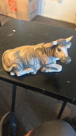 Vintage O'Well Nativity Scene Brown Bull Ceramic Figure