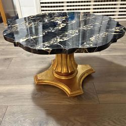Marble with gilt base small coffee/side table.