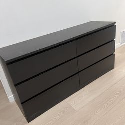 Black IKEA Large Dresser 6 Big Deep Drawers Cajonera