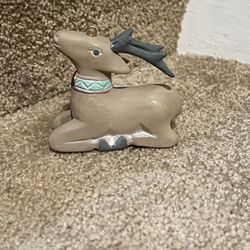 1991 Hallmark Keepsake Folk Art Hand Carved Wooden Reindeer Christmas Ornament