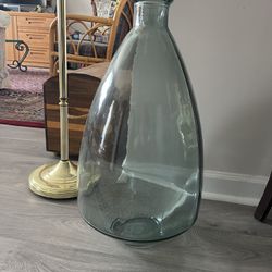 Large Clear Pale Blue/Green Vase/Bottle 24” High 41” High
