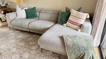 Living Spaces Maddie Power Reclining Sectional with Chaise