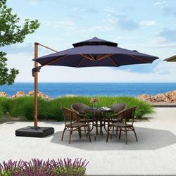 360 degree rotating cantilever offset patio umbrella Best Choice Products 10ft 360 Rotating Cantilever Easy Auto Open Patio Umbrella w/ Solar LED Lights