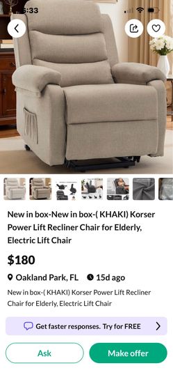 New Power Lift Recliner $160