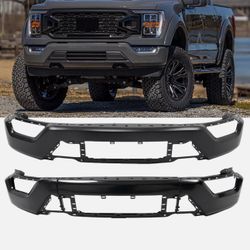 Black Steel Front Bumper Without Sensor Holes For 2021-2023 Ford F-150