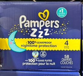 Pampers zzz Leakproof Nighttime Protection Diapers 58ct Size 4