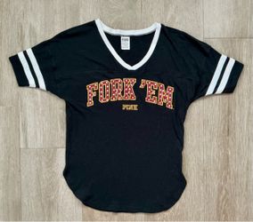 PINK Victoria's Secret ASU Arizona State University 5th & Ocean Fork 'Em V-Neck T-Shirt XS