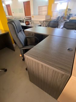 Desk l shape slate gray new! 60”x66”