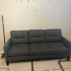 Charcoal Gray Sofa With Ottamon 