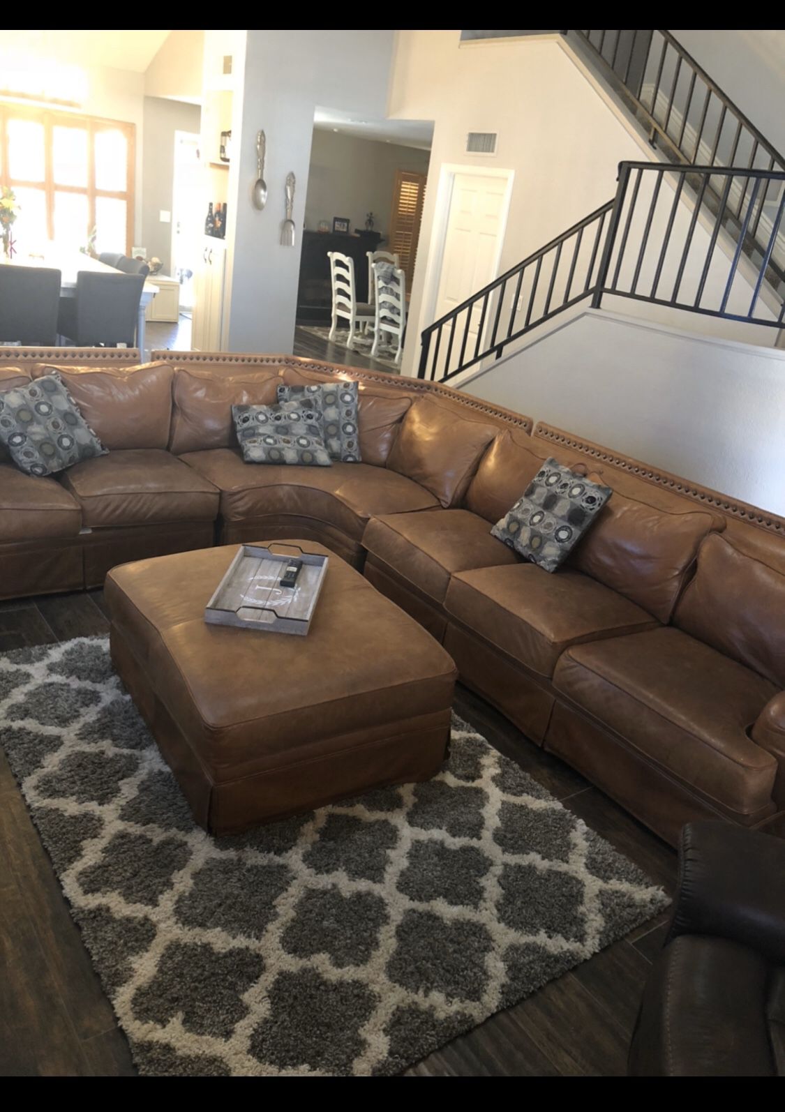 Arizona Leather Sectional Couch with Ottoman
