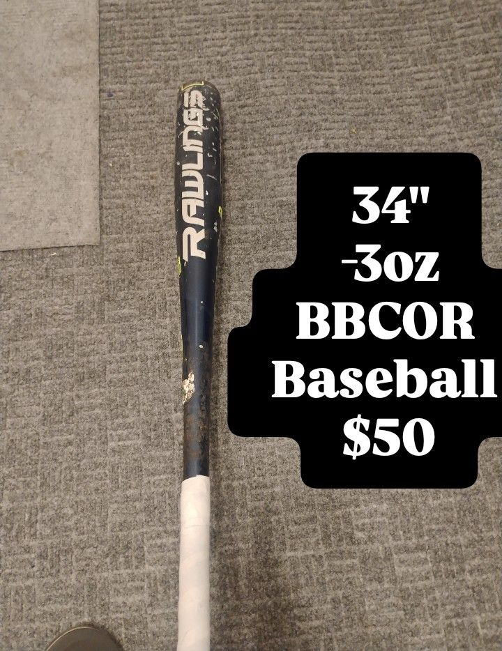Rawlings BBCOR Baseball Bat 34" -3oz