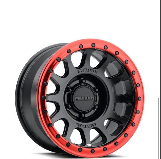 4-Method Race MR709HD 17x8.5 6X5.5 6X139.7 ET0 Matte Black Red Ring Beadgrip Wheels
 (We Finance)