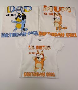 Bluey custom birthday shirts/ playeras personalizadas