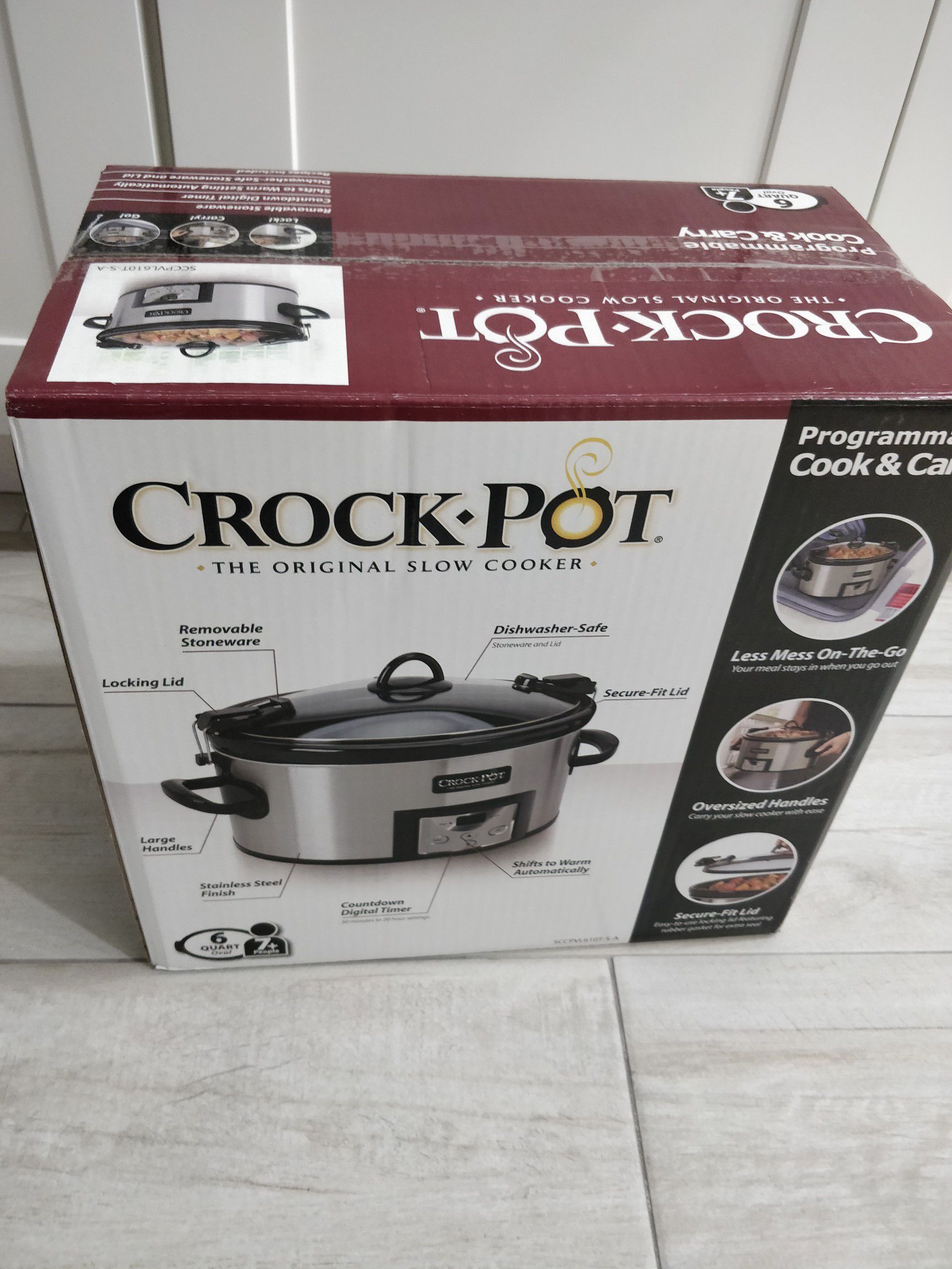 Crock-Pot 6-Quart Cook & Carry Programmable Slow Cooker with Digital Timer, Stainless Steel