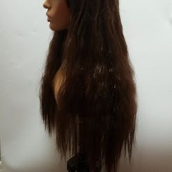 Long Dark Brown Wavy Wig