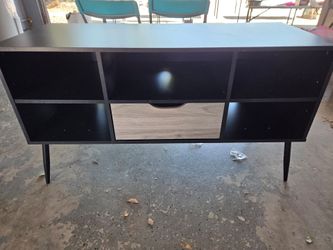 TV Media Record Vinyl Record Stand 48 inches Black Oak
