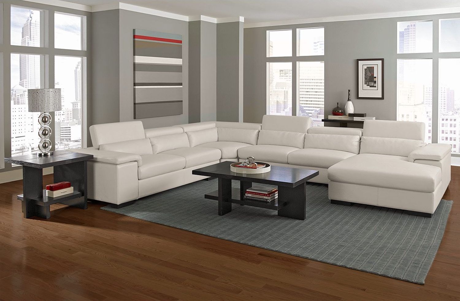 4 Piece White Leather Sectional