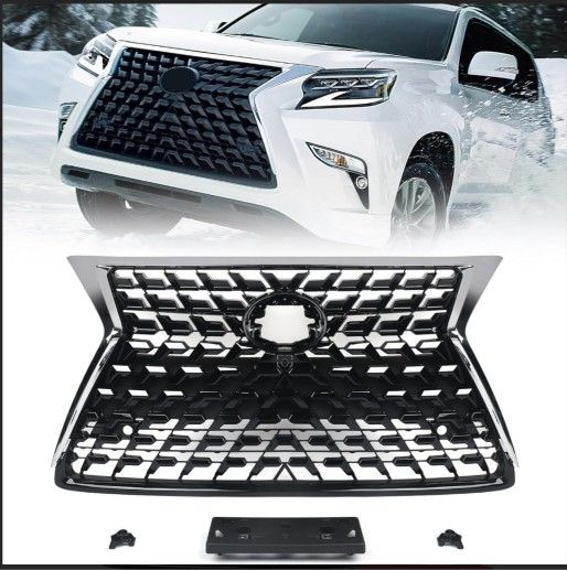 Front Upper Grille Compatible with Lexus GX(contact info removed) 2015 2016 2017 2018 2019 2020 2021 2022 Mesh Bumper Cover Grill w/License Plate Blac