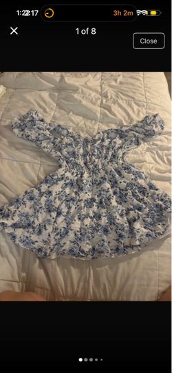 Blue Floral Off-Shoulder Mini Dress