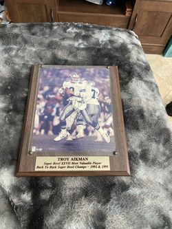 Troy Aikman Autograph Plaque