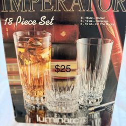 Luminarc On The Rocks Drinking Glasses 18 For $25 Brand New 