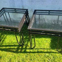 End Tables Metal  W/glass Tops