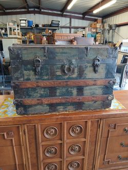 Antique 1890s Flat-Top Steamer Trunk
