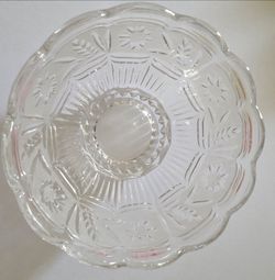 clear crystal bowl features a sunflower and wheat pattern, consistent with designs by D'andriana