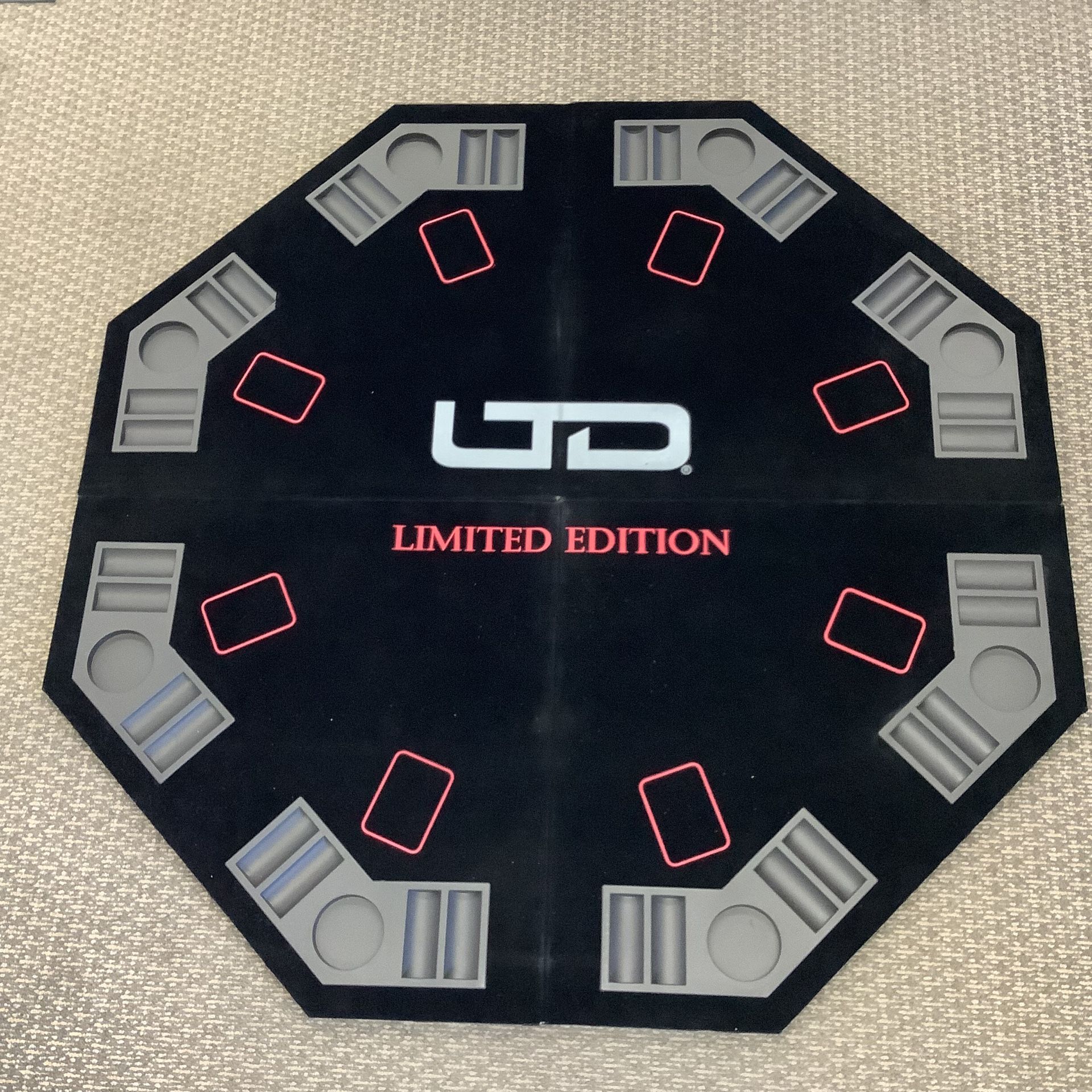 43 inch Foldable Poker Table Card Topper, Portable 8-Player Poker Tabletop Mat w/Cup Holder and Carrying Bag