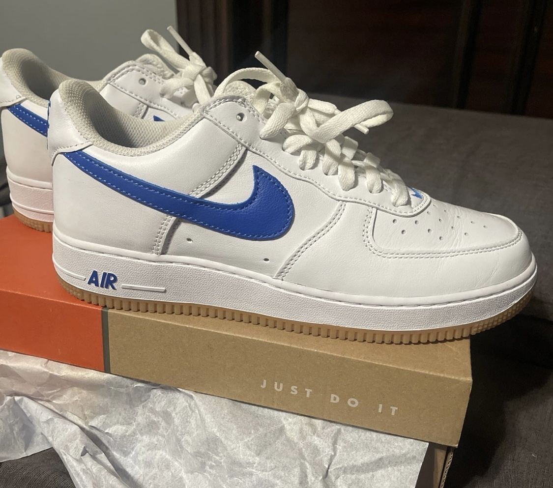 Nike Air Force 1 low retro White/Gum Yellow/ Metallic Gold/Royal Blue