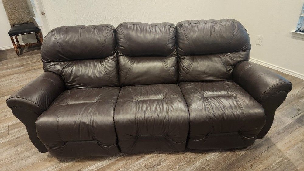 Brown Leather Recliner Couch