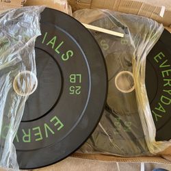 BRAND NEW 50 LBS Olympic Bumper Plate Weight Plate 2 X25 lbs NEW IN BOX