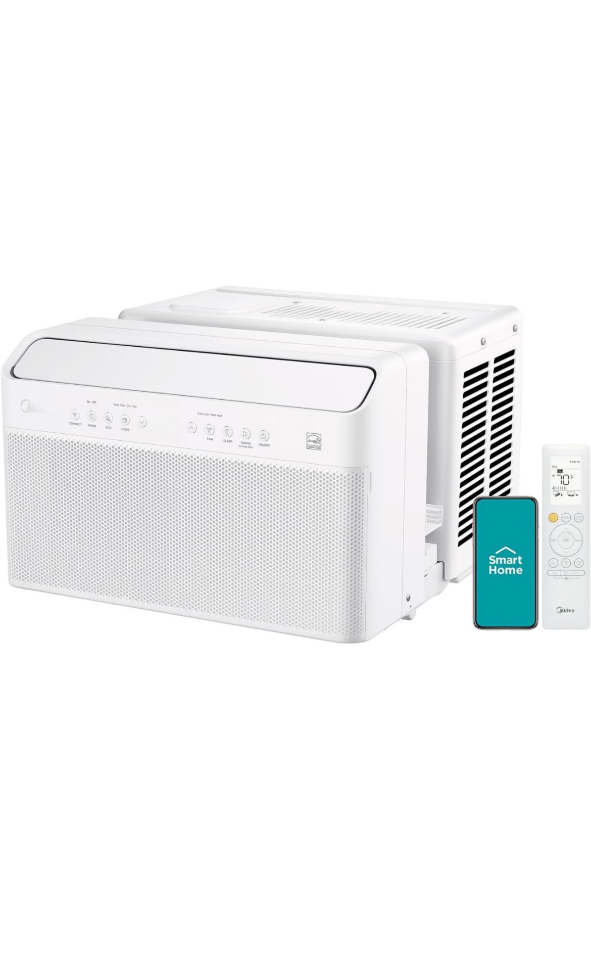 Midea 8,000 BTU U-Shaped Smart Inverter Air Conditioner –Cools up to 350 Sq. Ft., Ultra Quiet with Open Window Flexibility, Works with Alexa/Google As