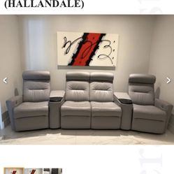 LEATHER POWER RECLINING MODULAR SECTIONAL