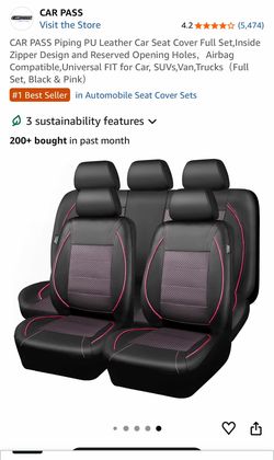 Car Pass seat cover in black and pink