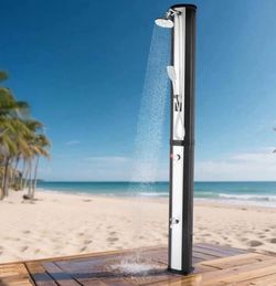 New in it's box VINGLI 16 Gallon Solar Heated Shower with Shower Head, Handheld Showerhead and Foo