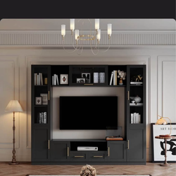 Black TV Stand / Entertainment Center – Large, Modern Media Console