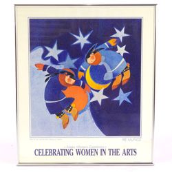 Rie Munoz 1988 Alaska Women's Commission Framed Art Poster Sun Moon